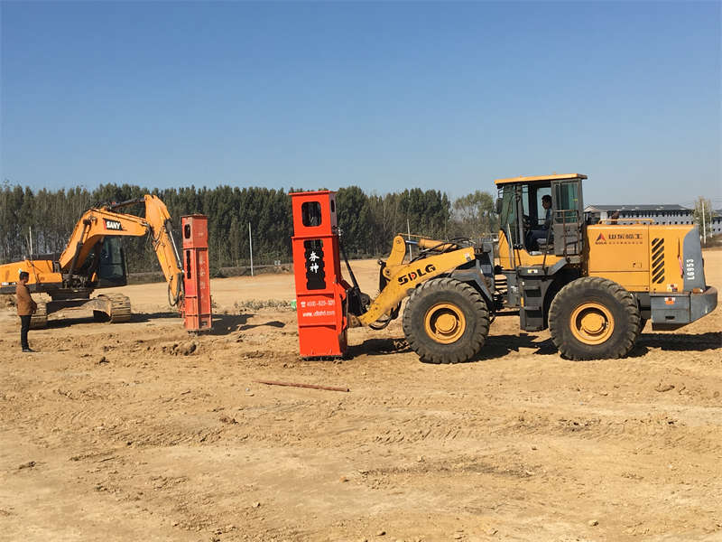 Two Two tamping machines are treating the foundations are treating the foundation