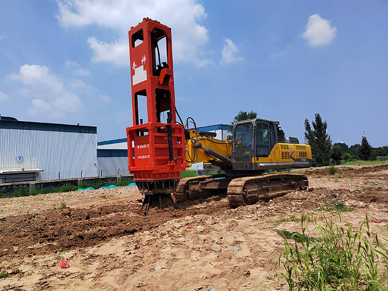 Rapid impact compactor installed on Excavator